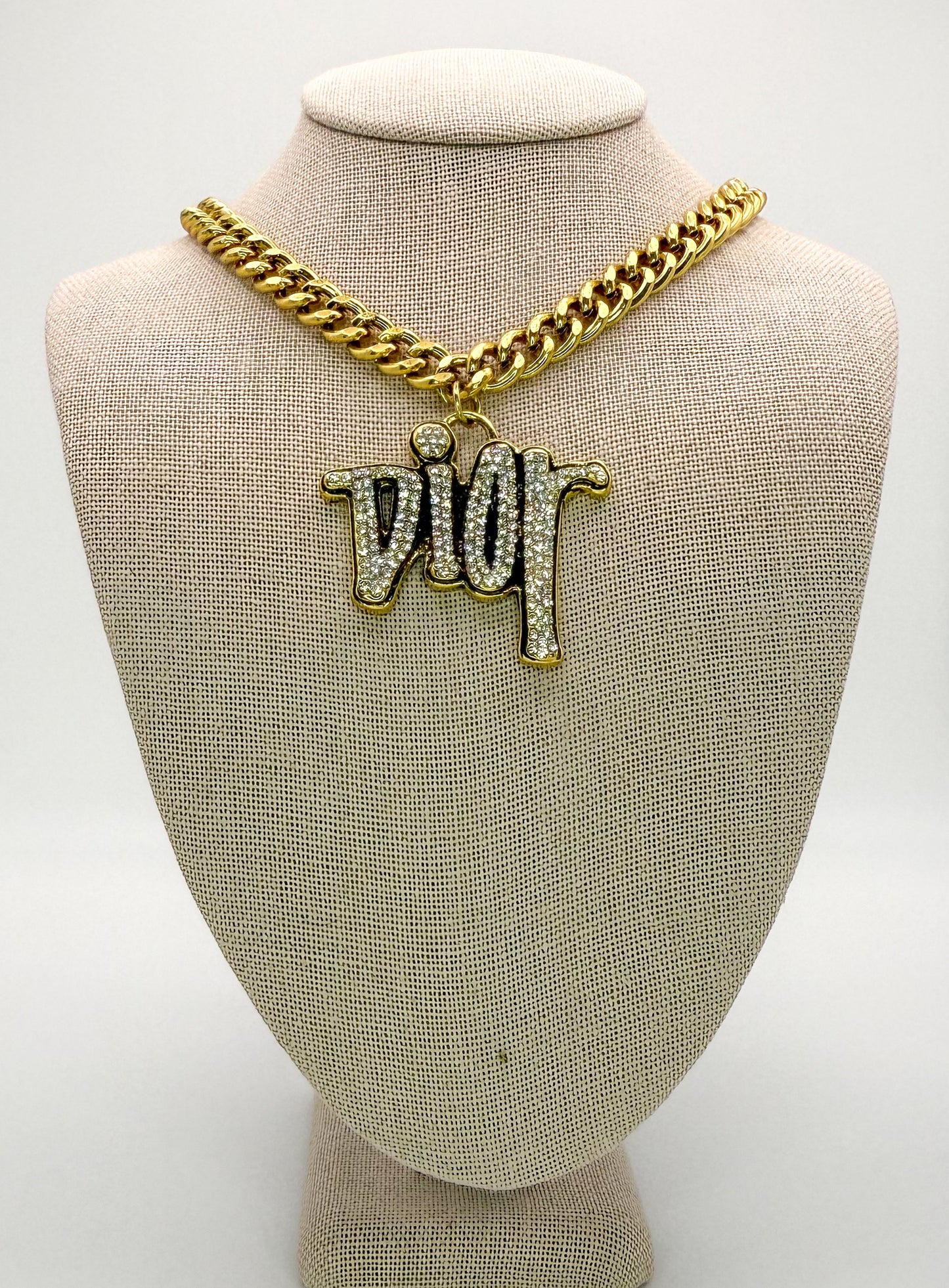 Gold DIOR Designer Pendant Cuban Necklaces