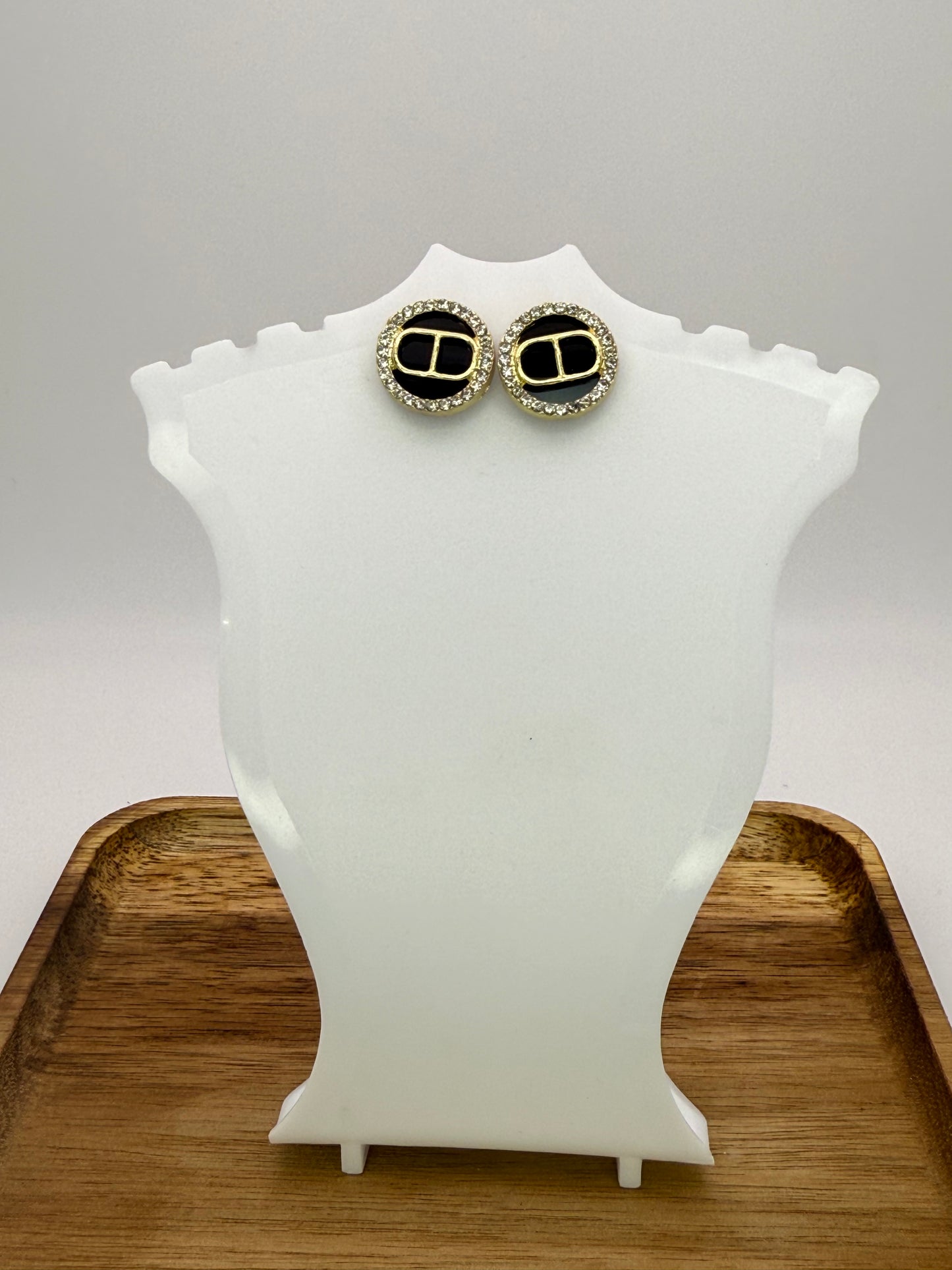 CD Dior Gold Stud Earrings