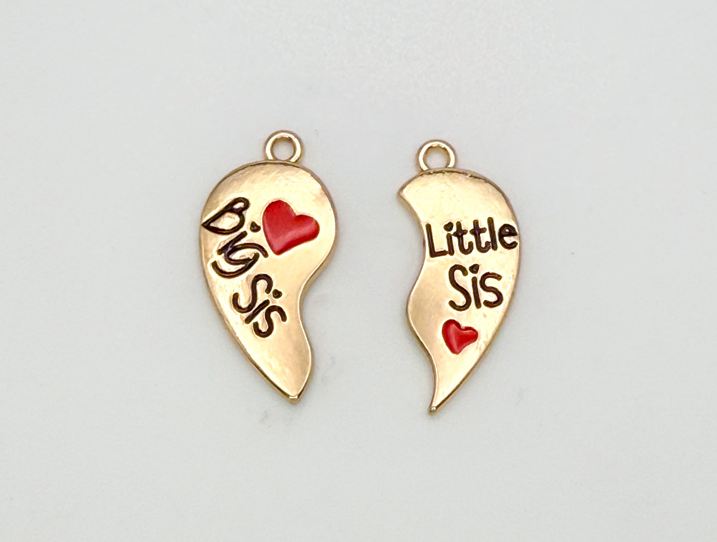 Big Sis Little Sis Half Heart Gold DIY Charms