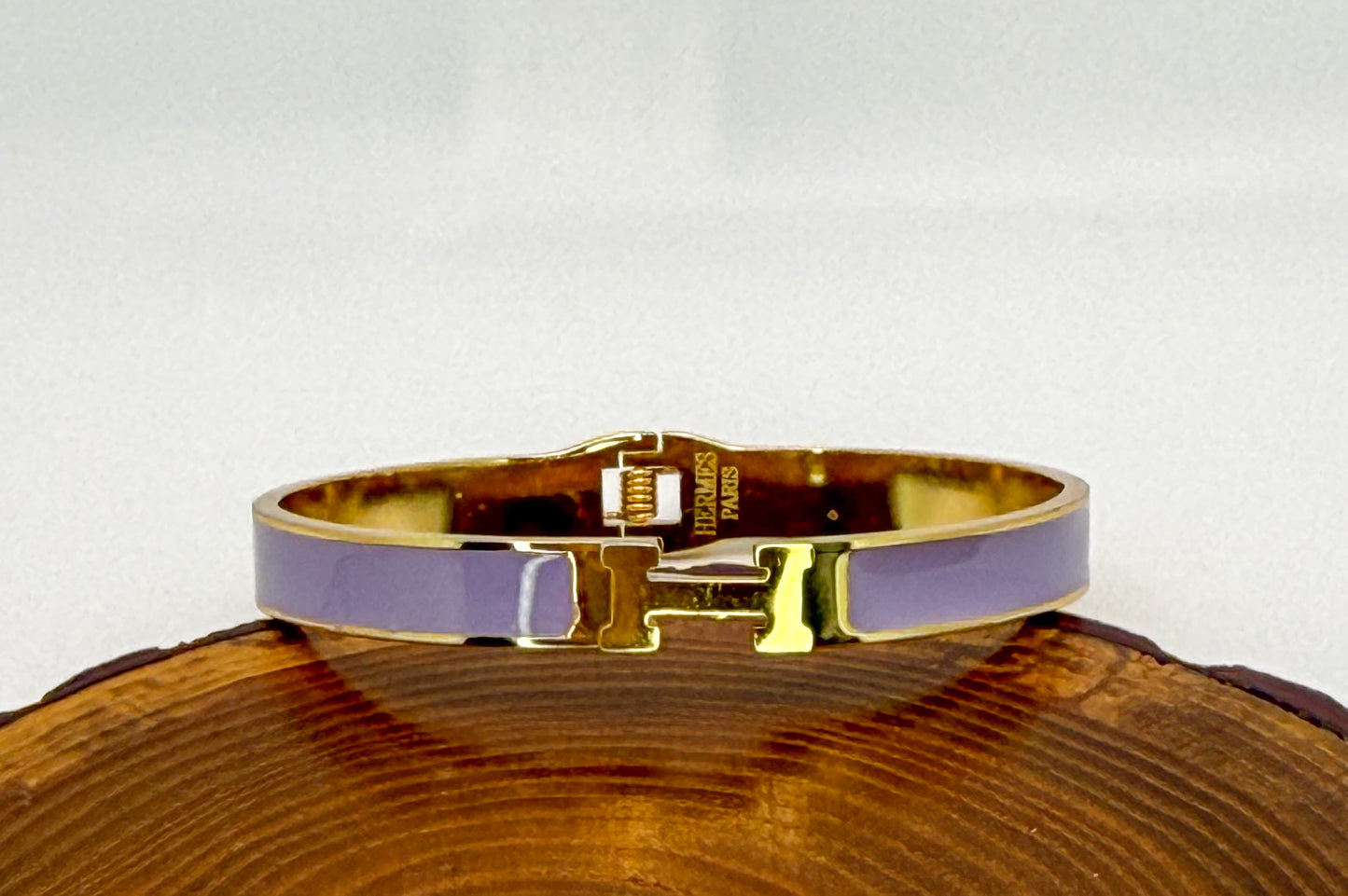 Hermes Designer Gold Stainless Steel Bangle Bracelet