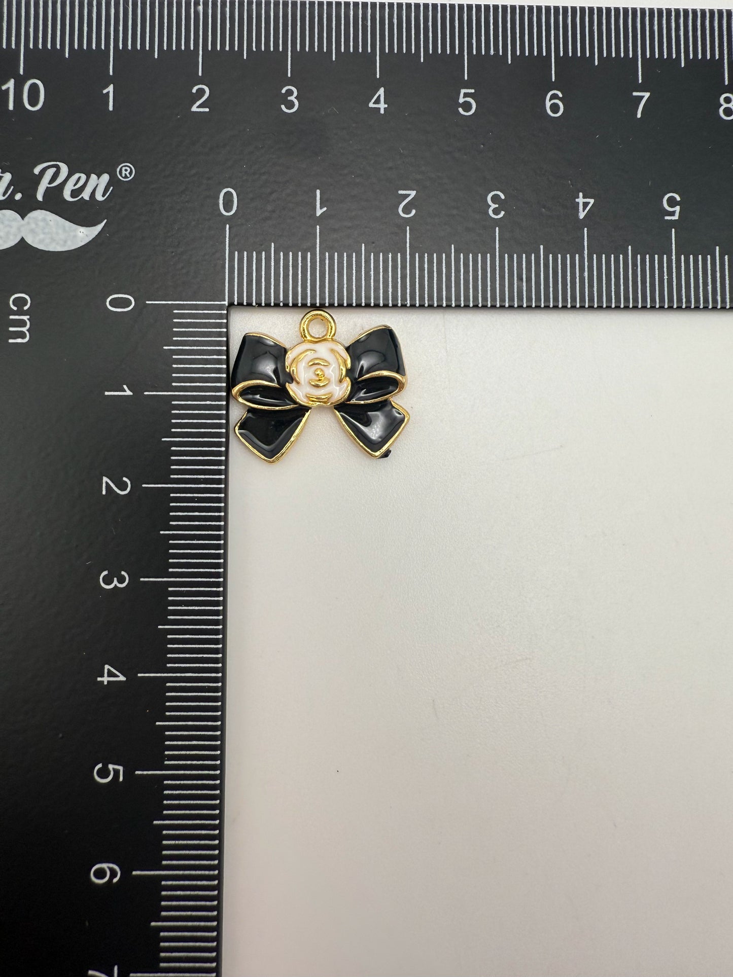 CC Inspired Gold Black & White Flower Bow tie DIY Metal Charm