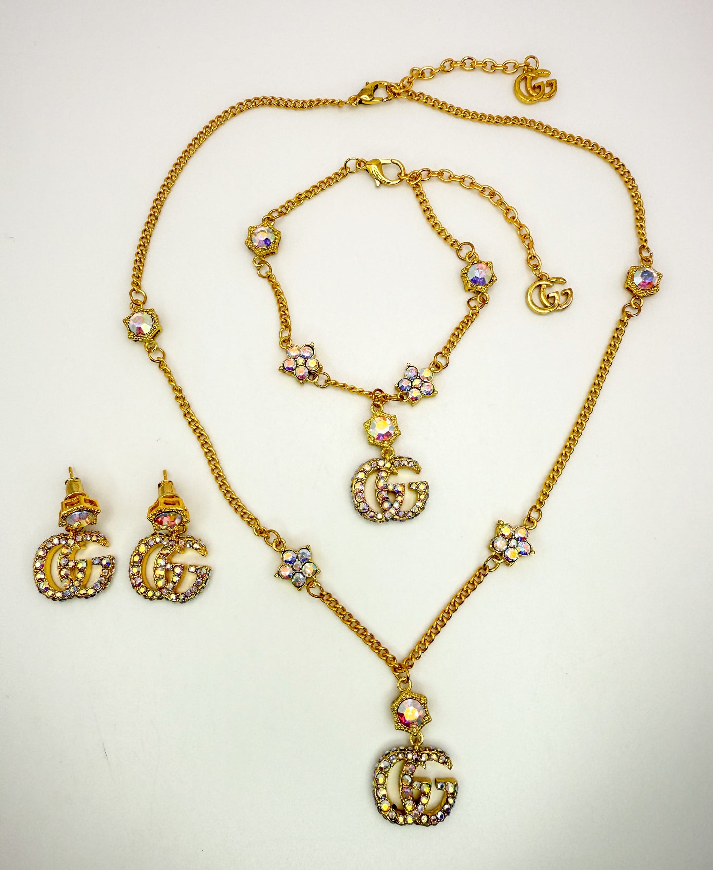 Gold GG Gucci Designer 3-piece Matching Jewelry Set