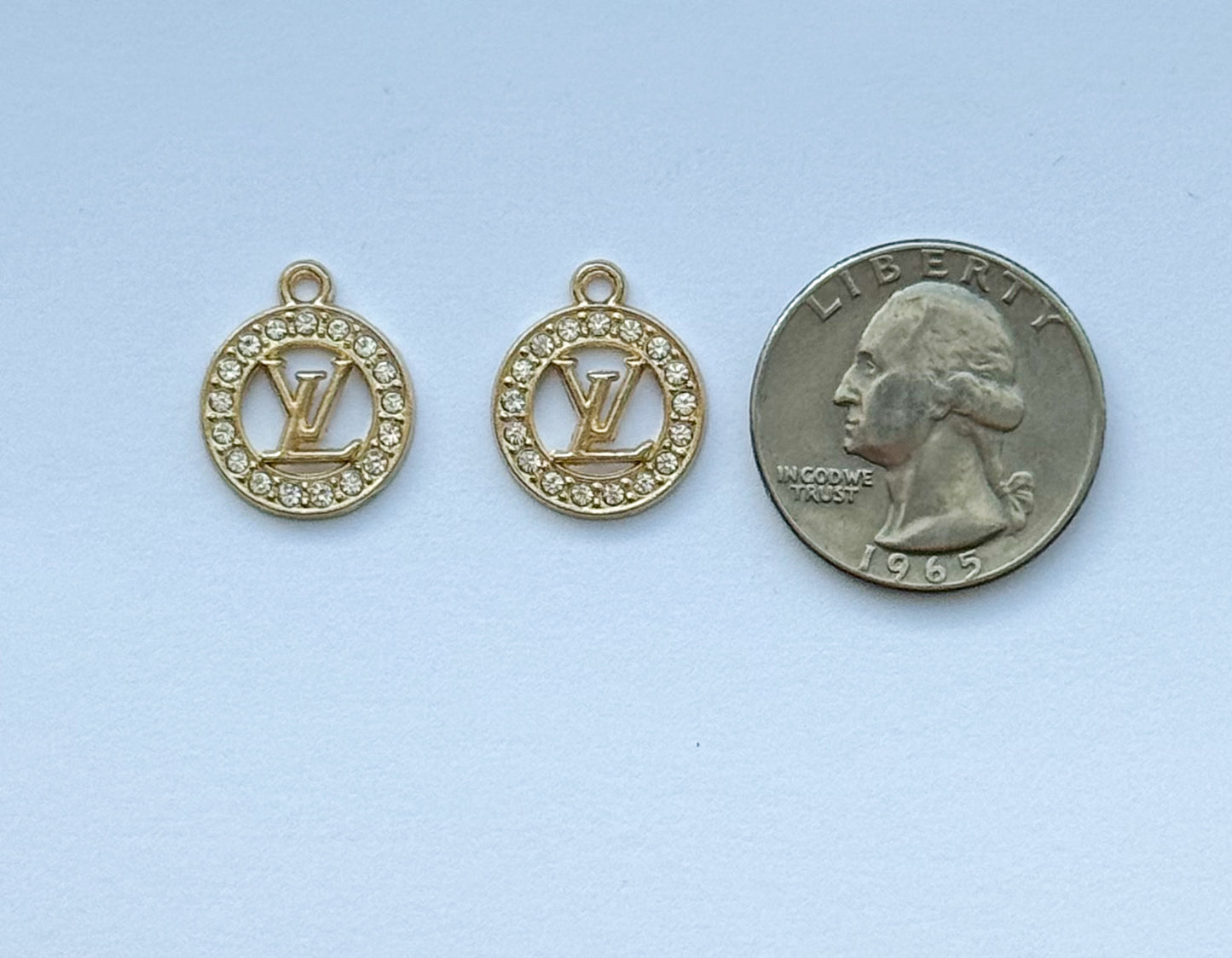 Small Round LV Gold DIY Metal Charms