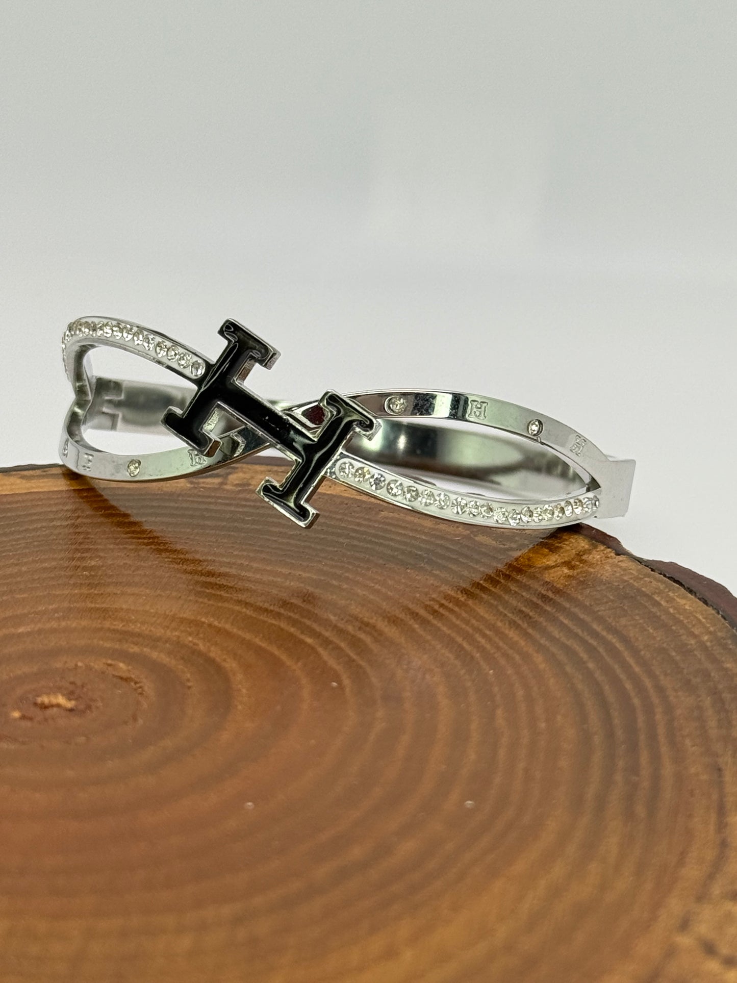 Silver Stainless Steel Hermes Designer Bangle Bracelet