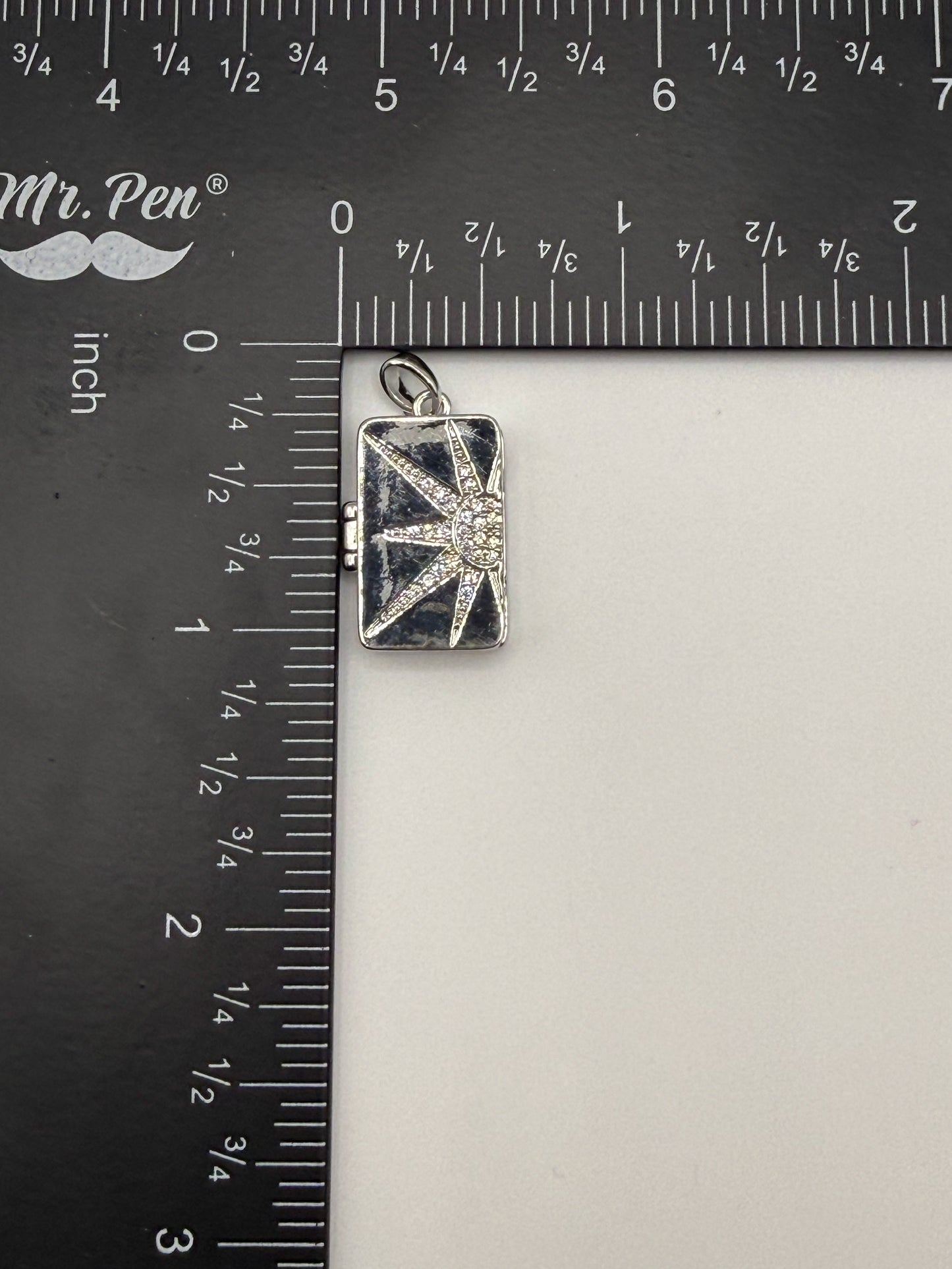 Rectangle Gold & Silver Shining Sun Charm Locket Pendant