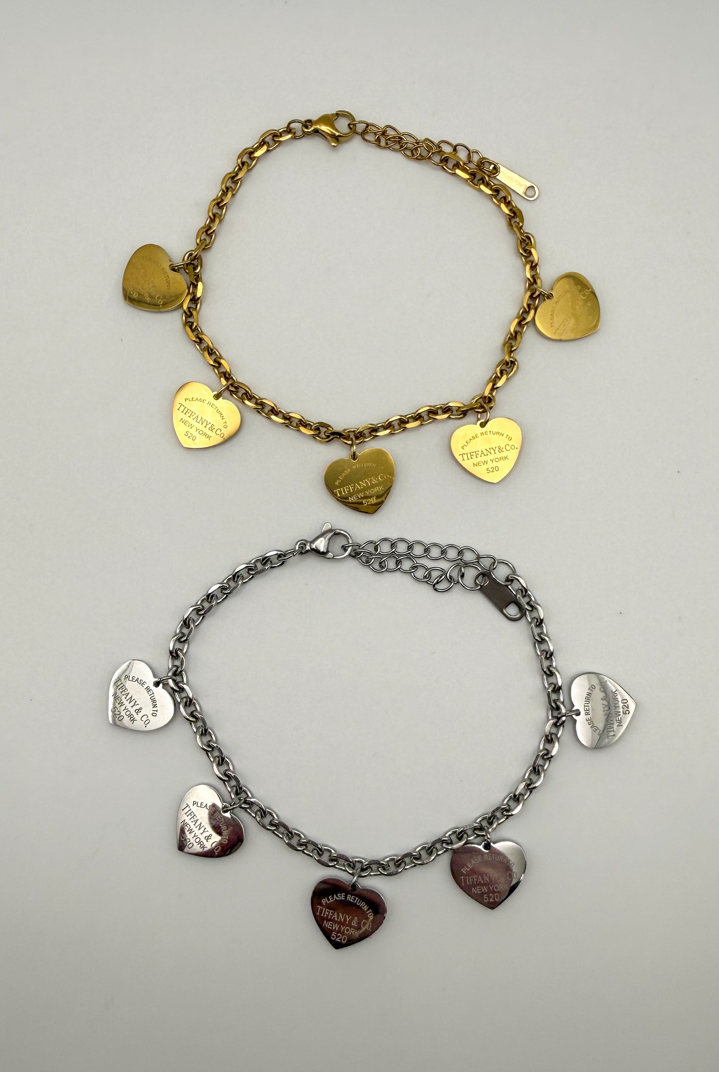 Gold & Silver T&Co Dangle Charm Chain Bracelet