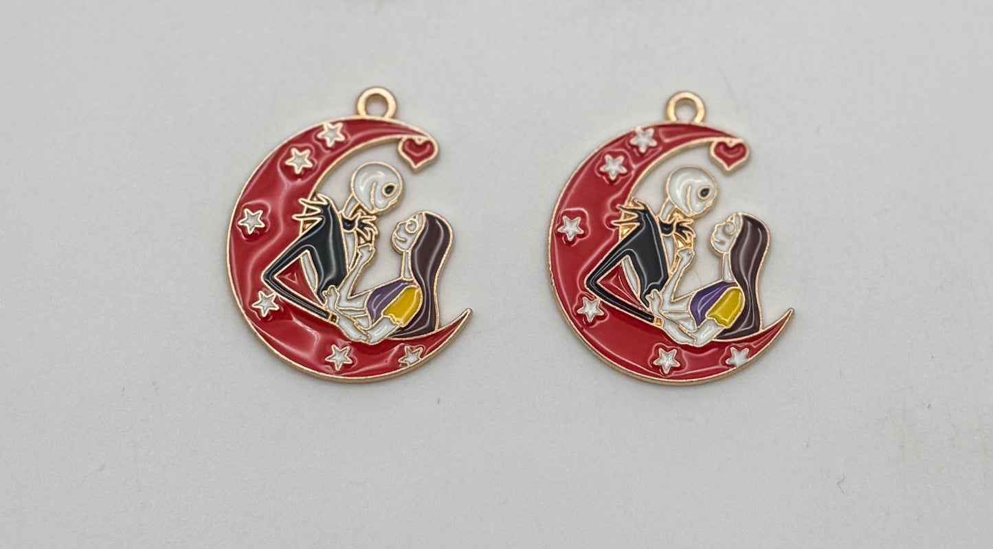 Nightmare Before Christmas Jack & Sally DIY Gold Metal Charms