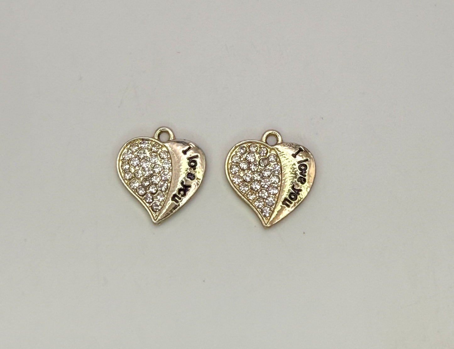 I Love You Gold & Silver Heart DIY Charms