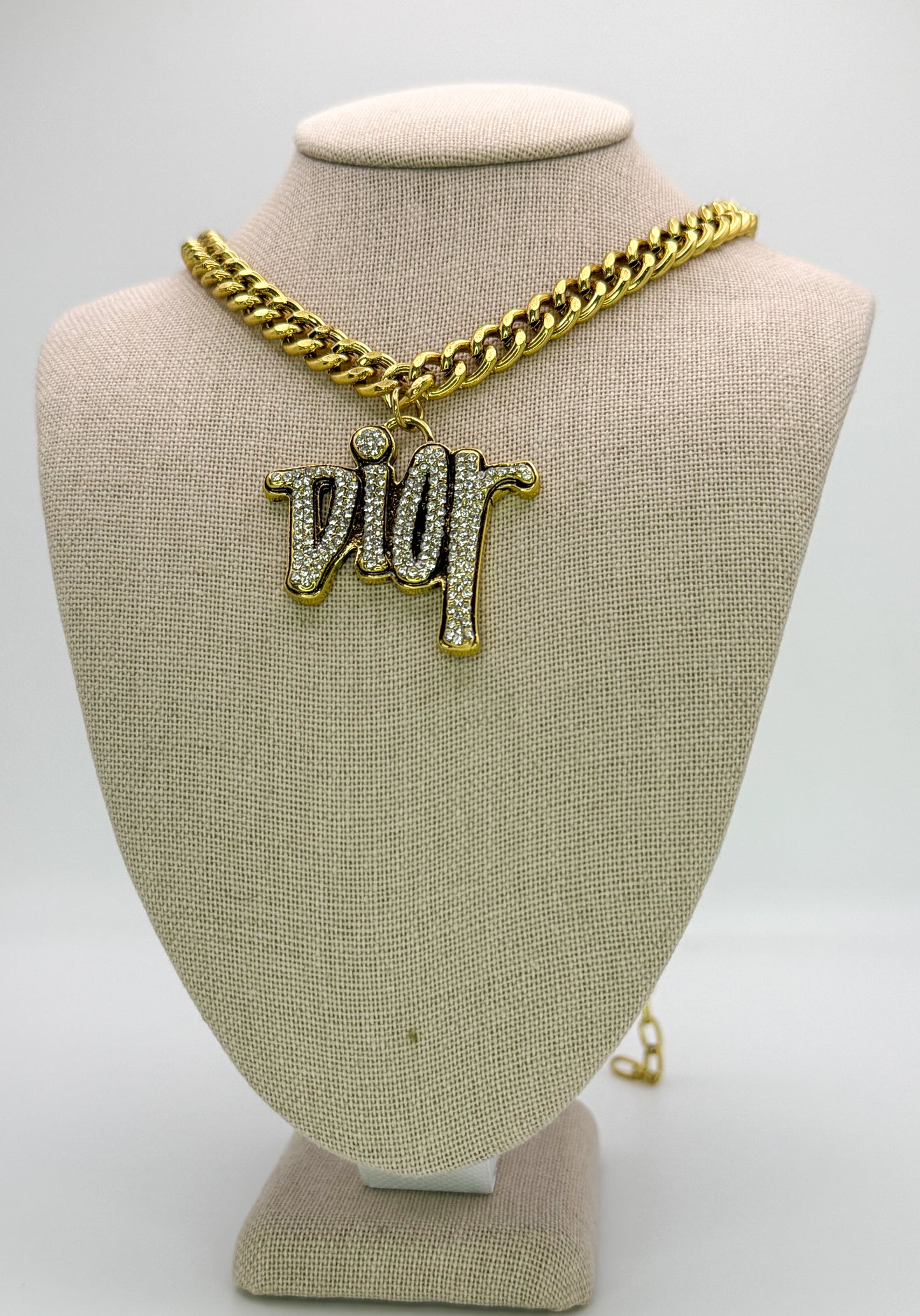 Gold DIOR Designer Pendant Cuban Necklaces