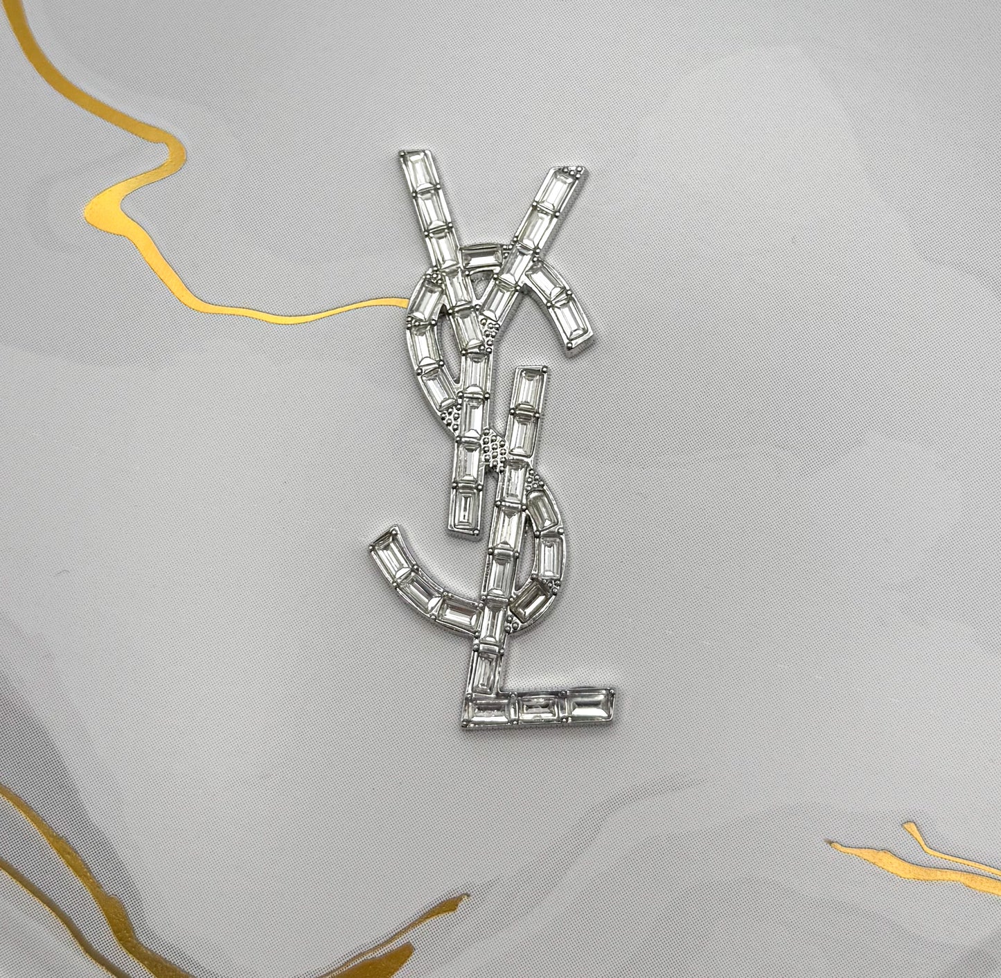 Silver Big Size Crystal Clear YSL & Dior DIY Metal Charms