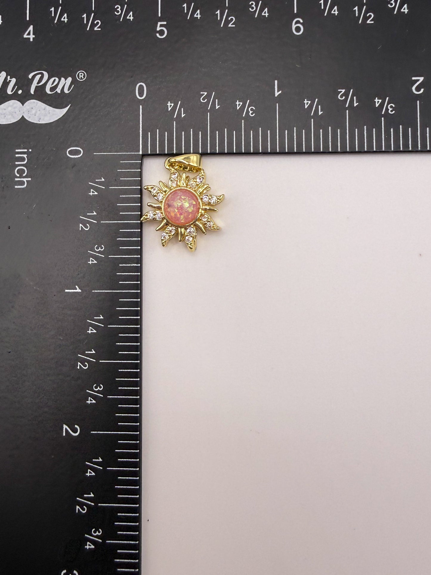 Gold Flaming Sun Charm Pendant