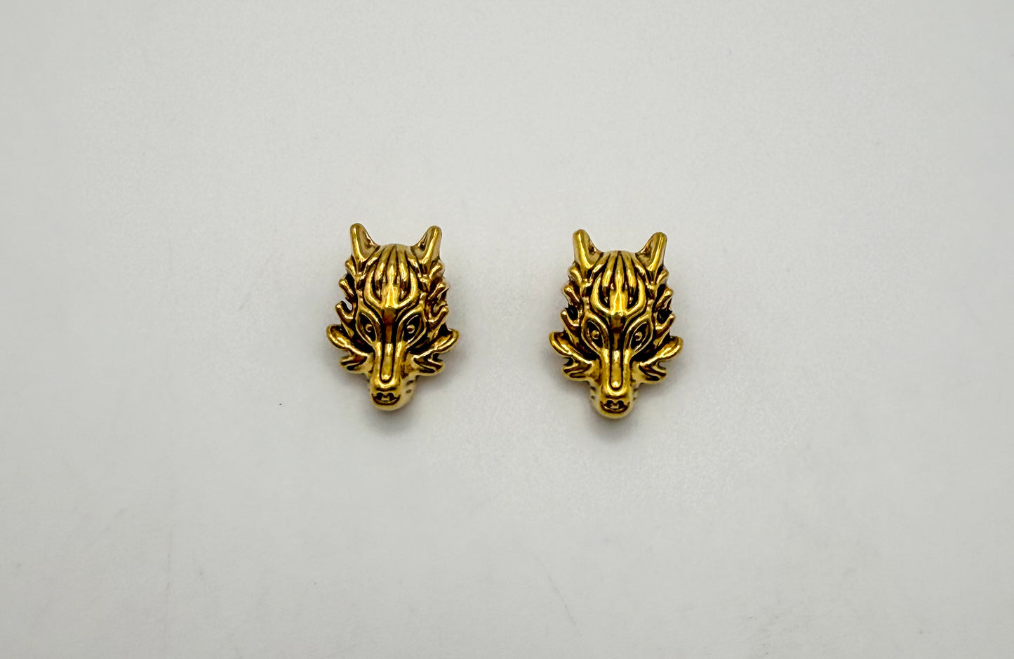 Wolf Head Gold & Silver Spacer Charm Beads