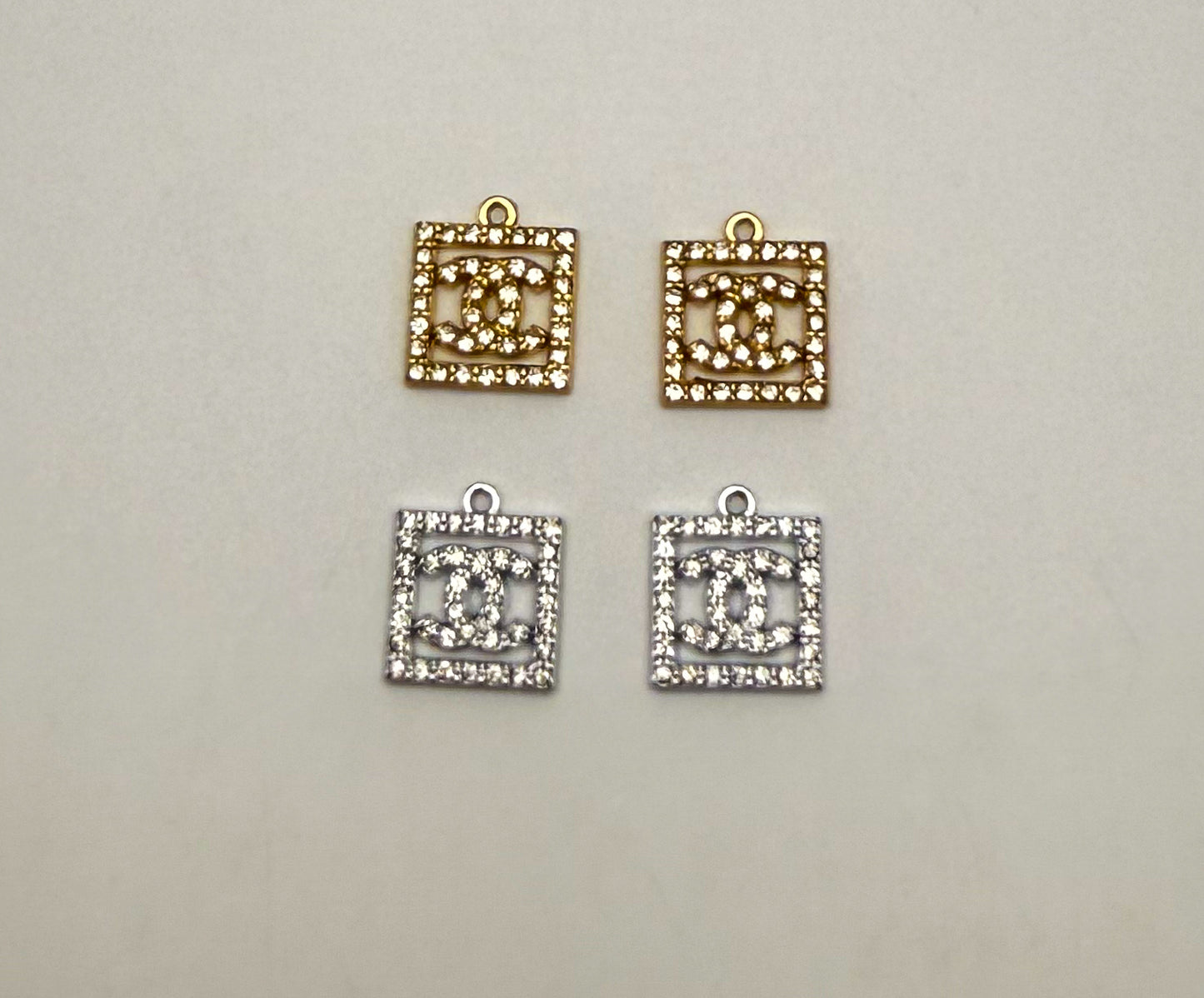 CC Designer Gold and Silver Square DIY Charms