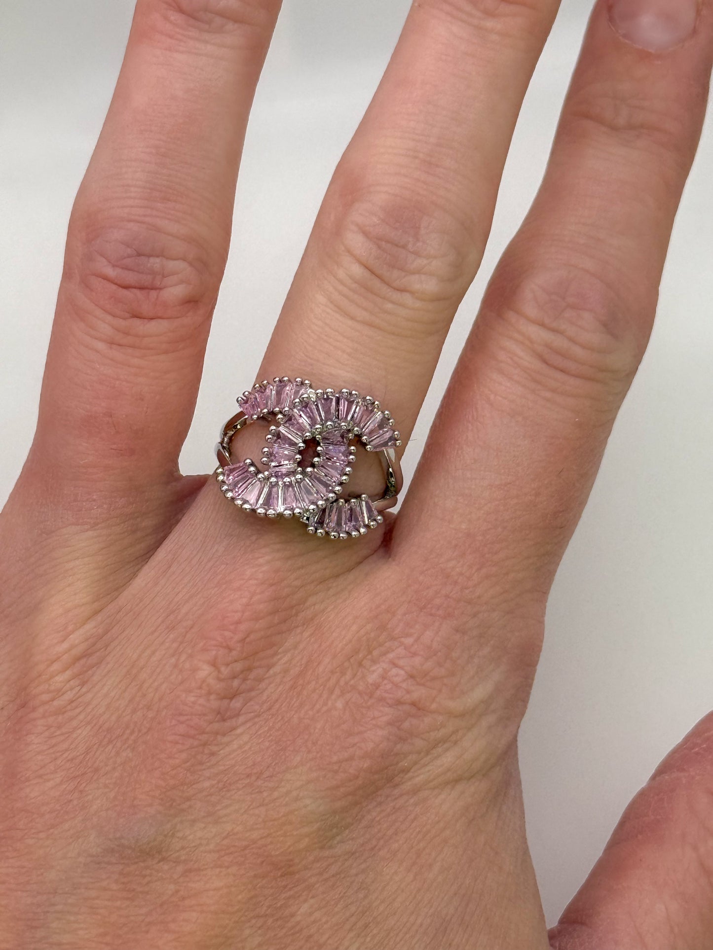 Silver CC Designer Zircon Adjustable Rings