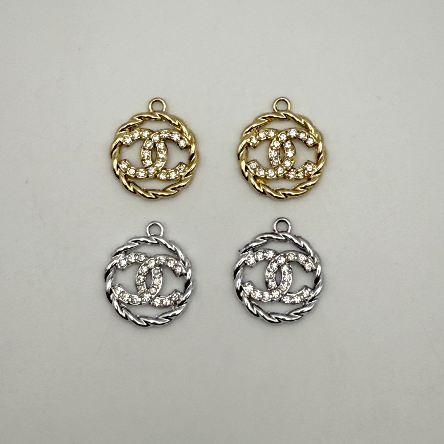 Twisted Round CC Designer Gold and Silver DIY Charms