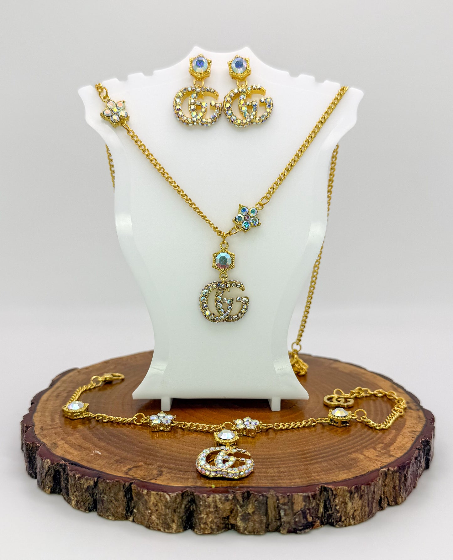 Gold GG Gucci Designer 3-piece Matching Jewelry Set