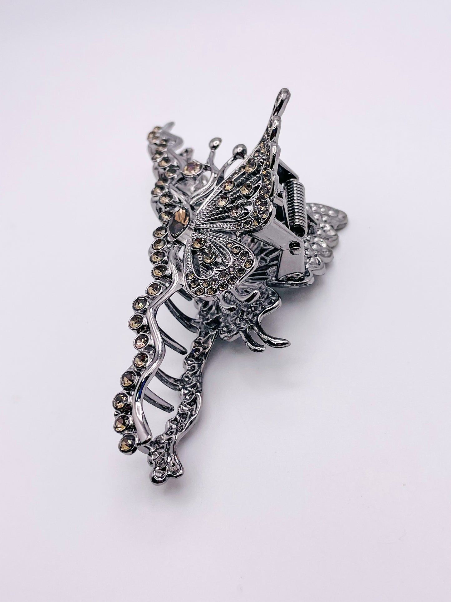 Large Black Bling Butterfly Hair Clip
