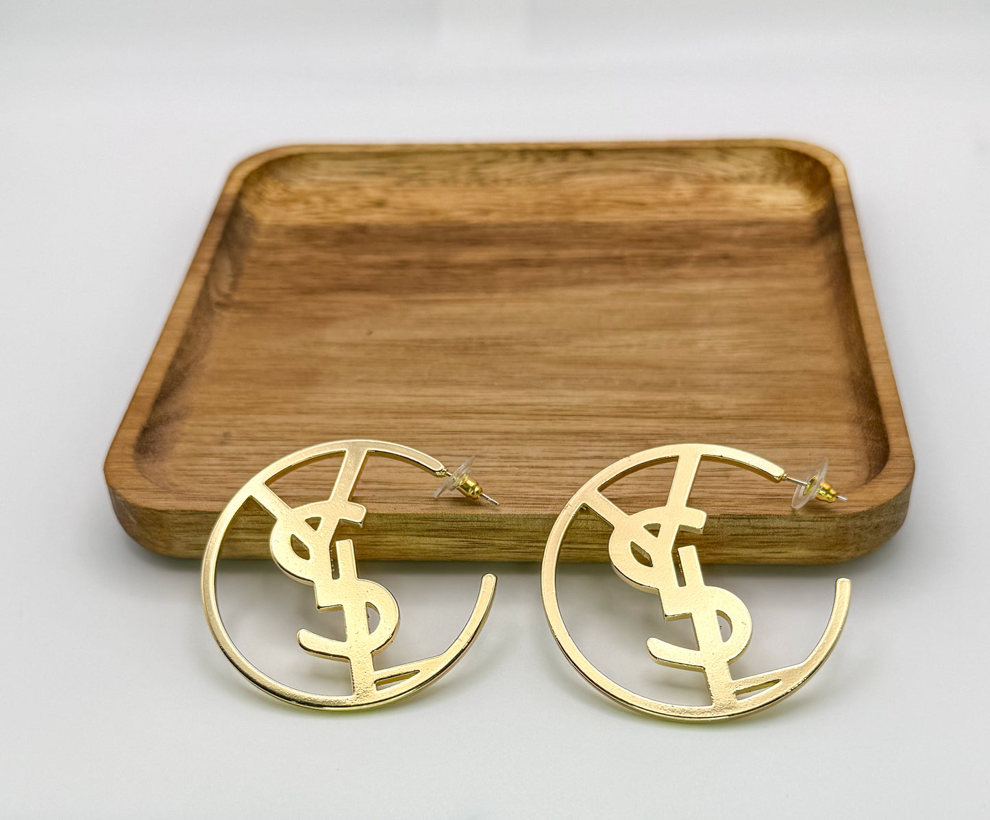 YSL Designer Silver & Gold Hoop Earrings