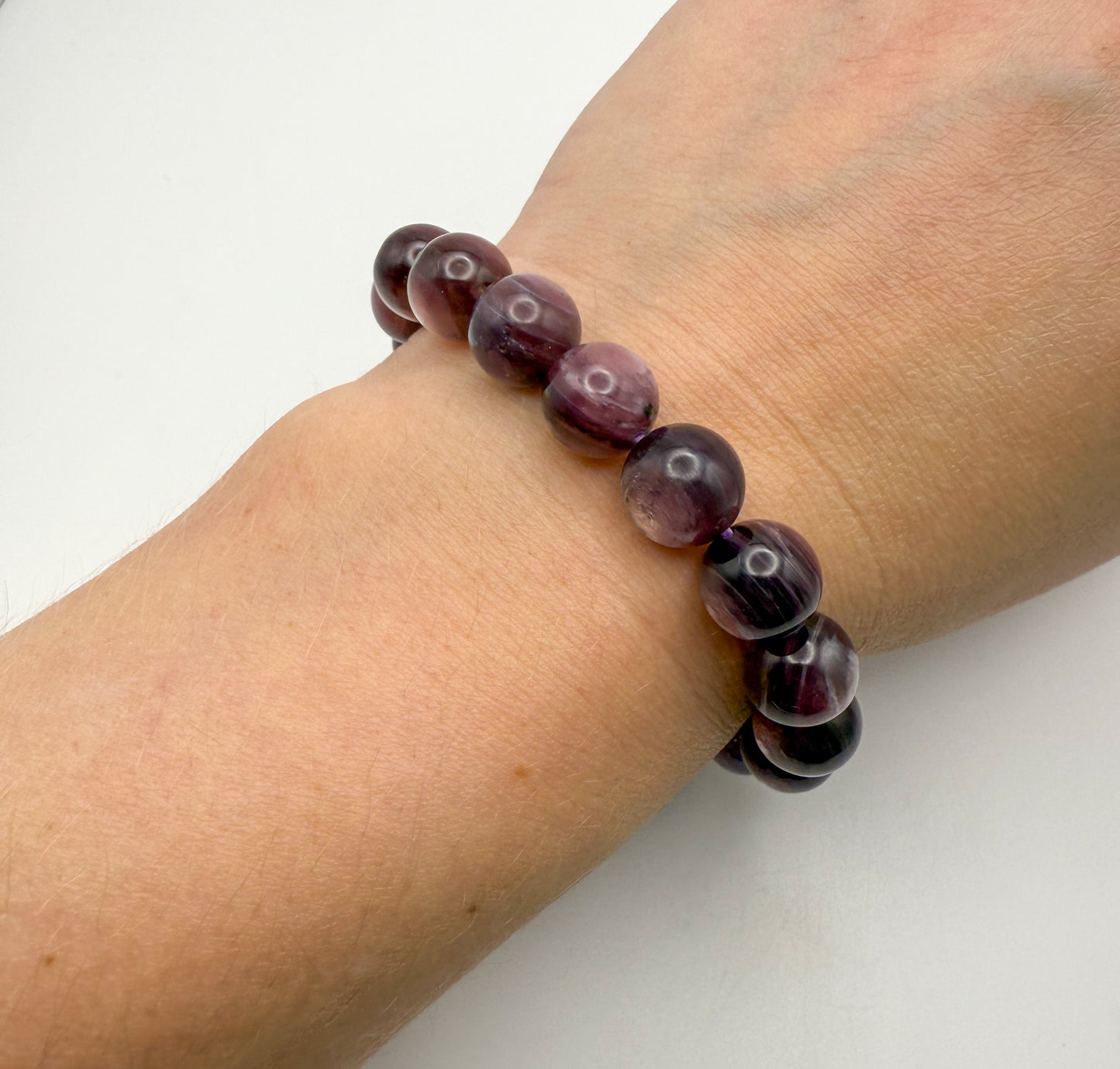 Purple Lepidolite Mica Crystal Beaded Bracelet