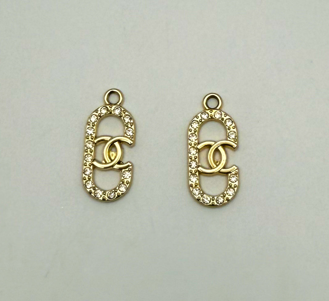 Gold and Silver Oval CC Designer DIY Charms
