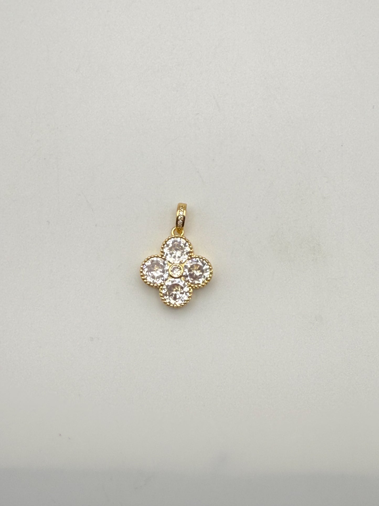 Gold Clover Design with Zircon DIY Pendant