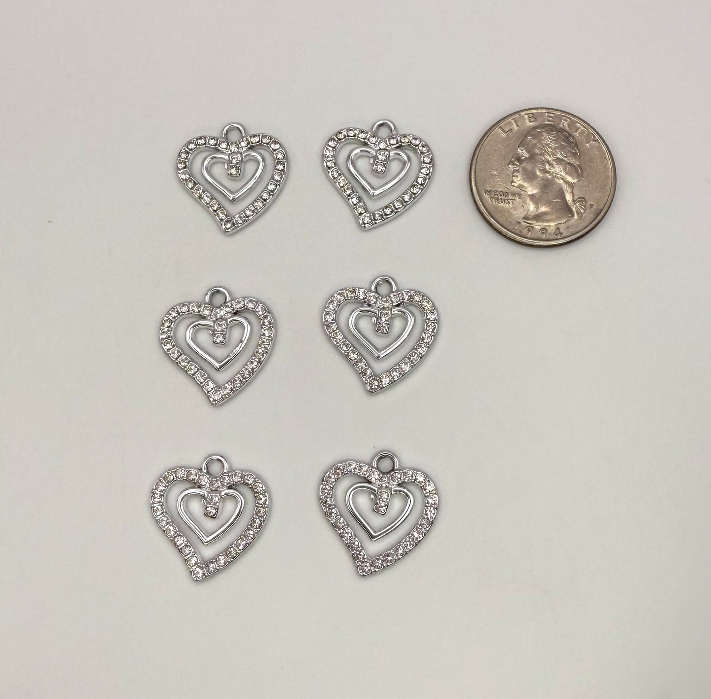 Silver Zircon Heart DIY Charms