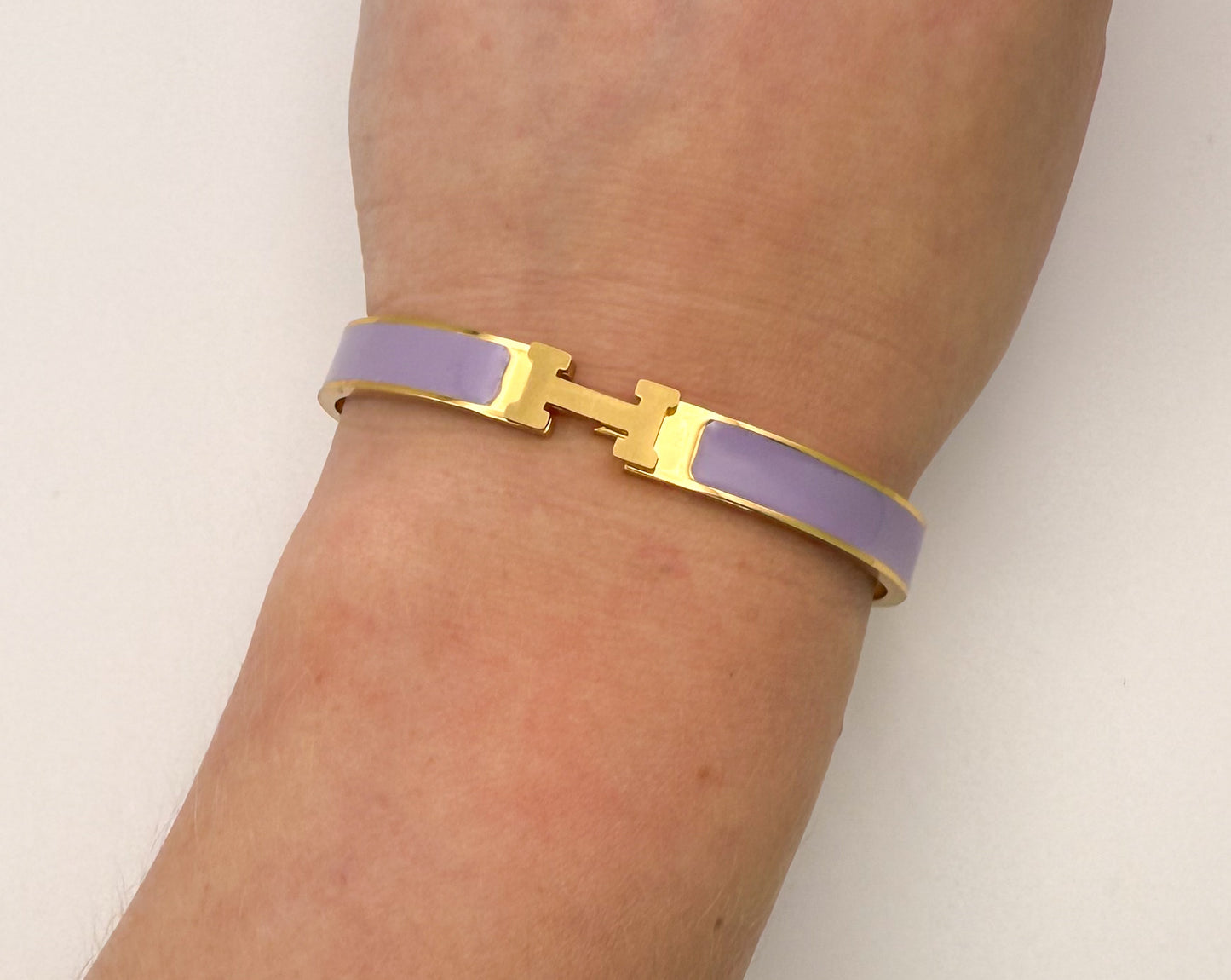 Hermes Designer Gold Stainless Steel Bangle Bracelet