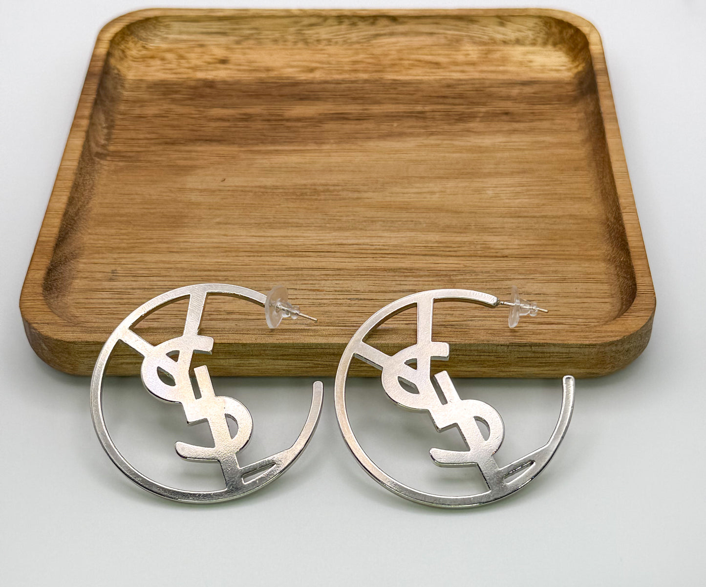 YSL Designer Silver & Gold Hoop Earrings