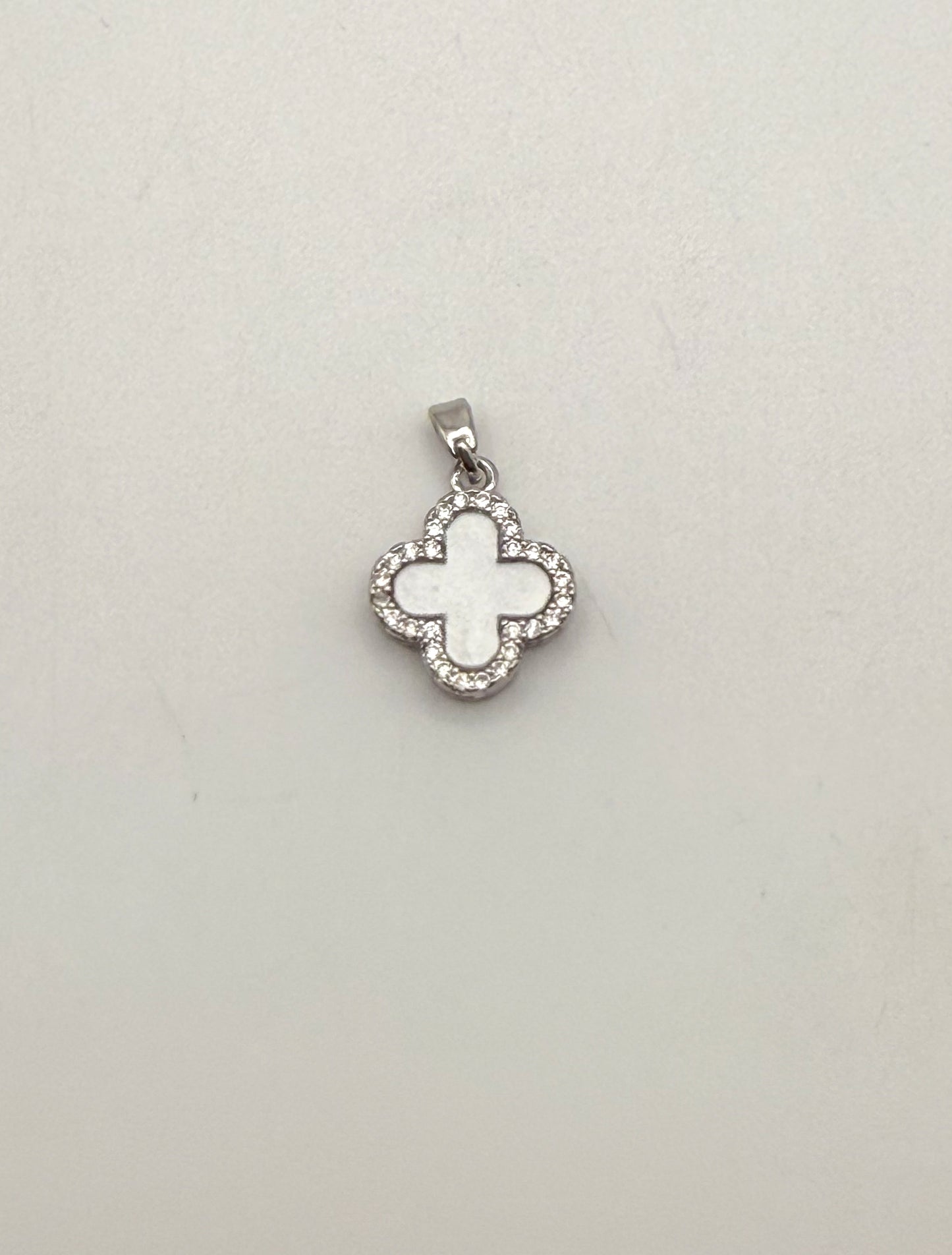 Reversible Black & White Gold or Silver Fancy Clover Pendant