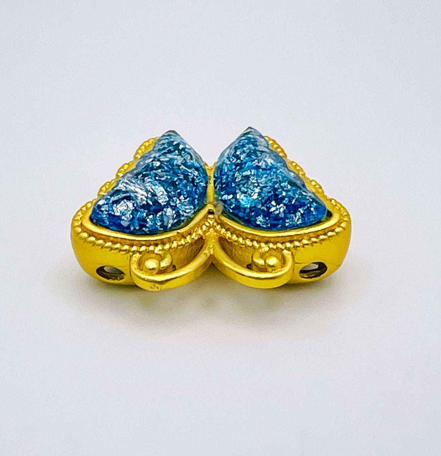 Gold Butterfly Charm Bead with Glitter Resin Enamel