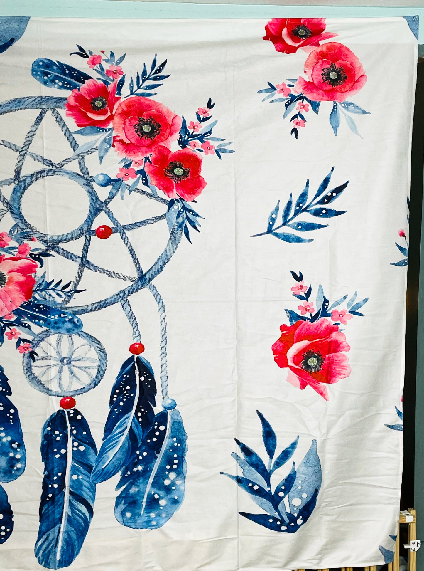 High Quality Floral Blue & Red Dreamcatcher Tapestry