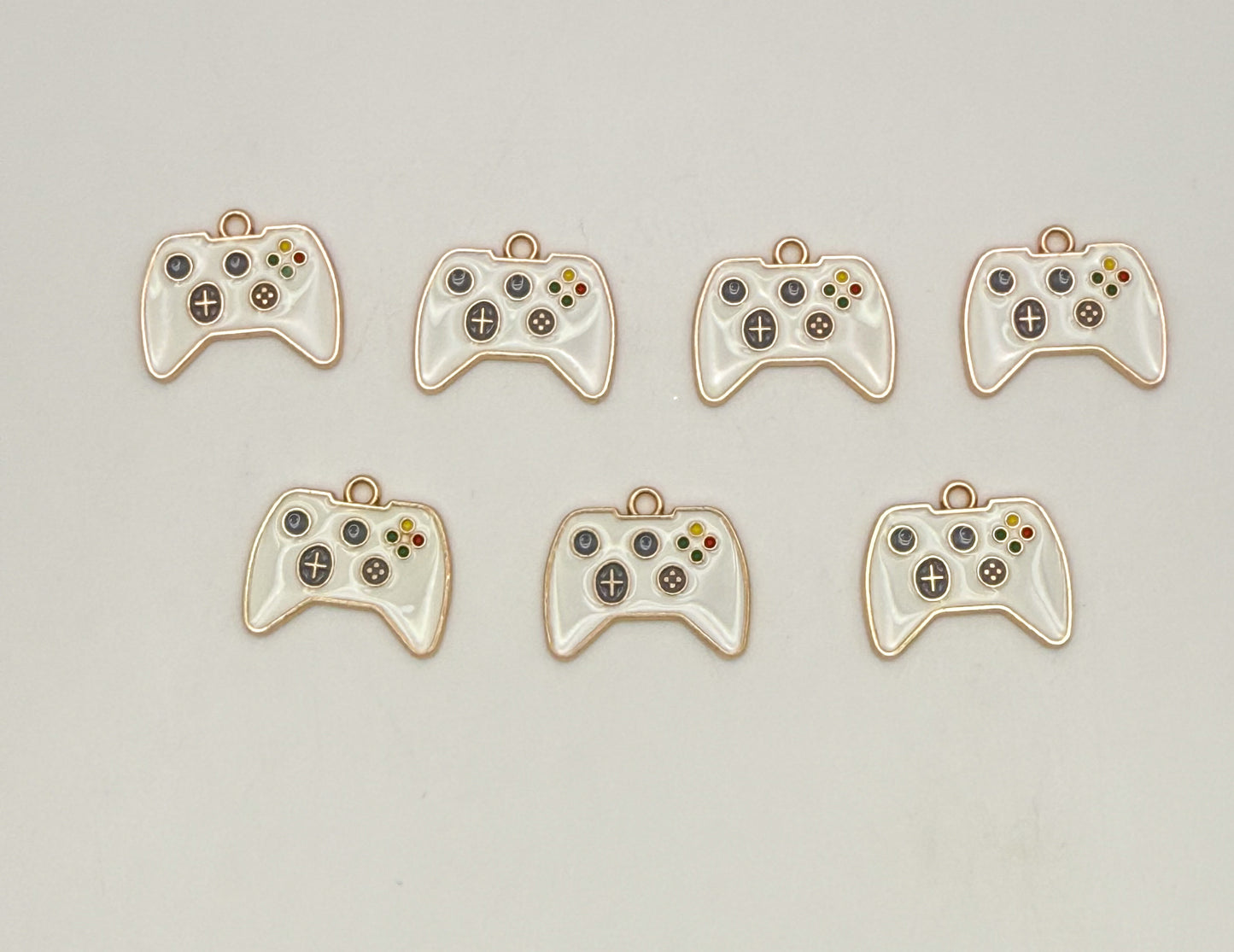 White Xbox Game Controller Gold DIY Charms