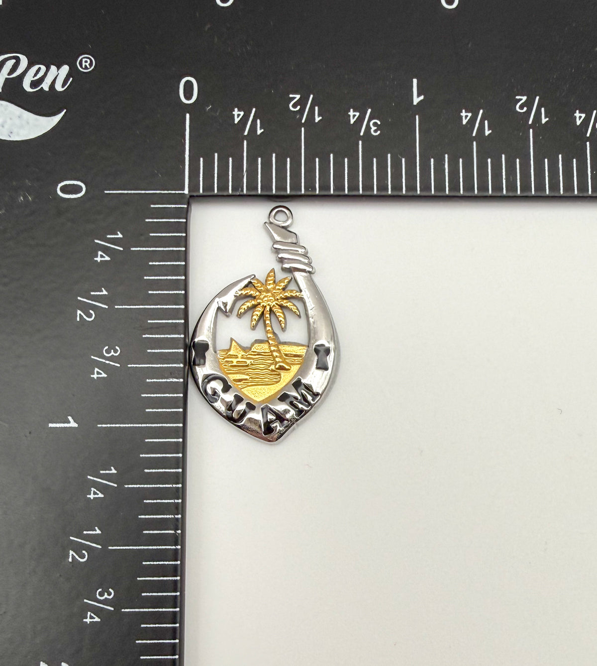 Mixed Metal Stainless Steel Guam Charm Pendant