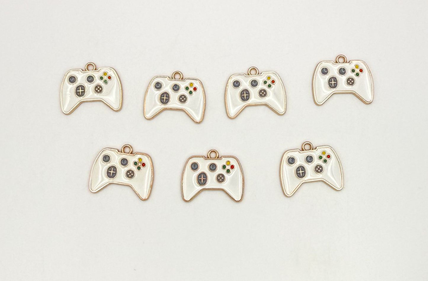 White Xbox Game Controller Gold DIY Charms