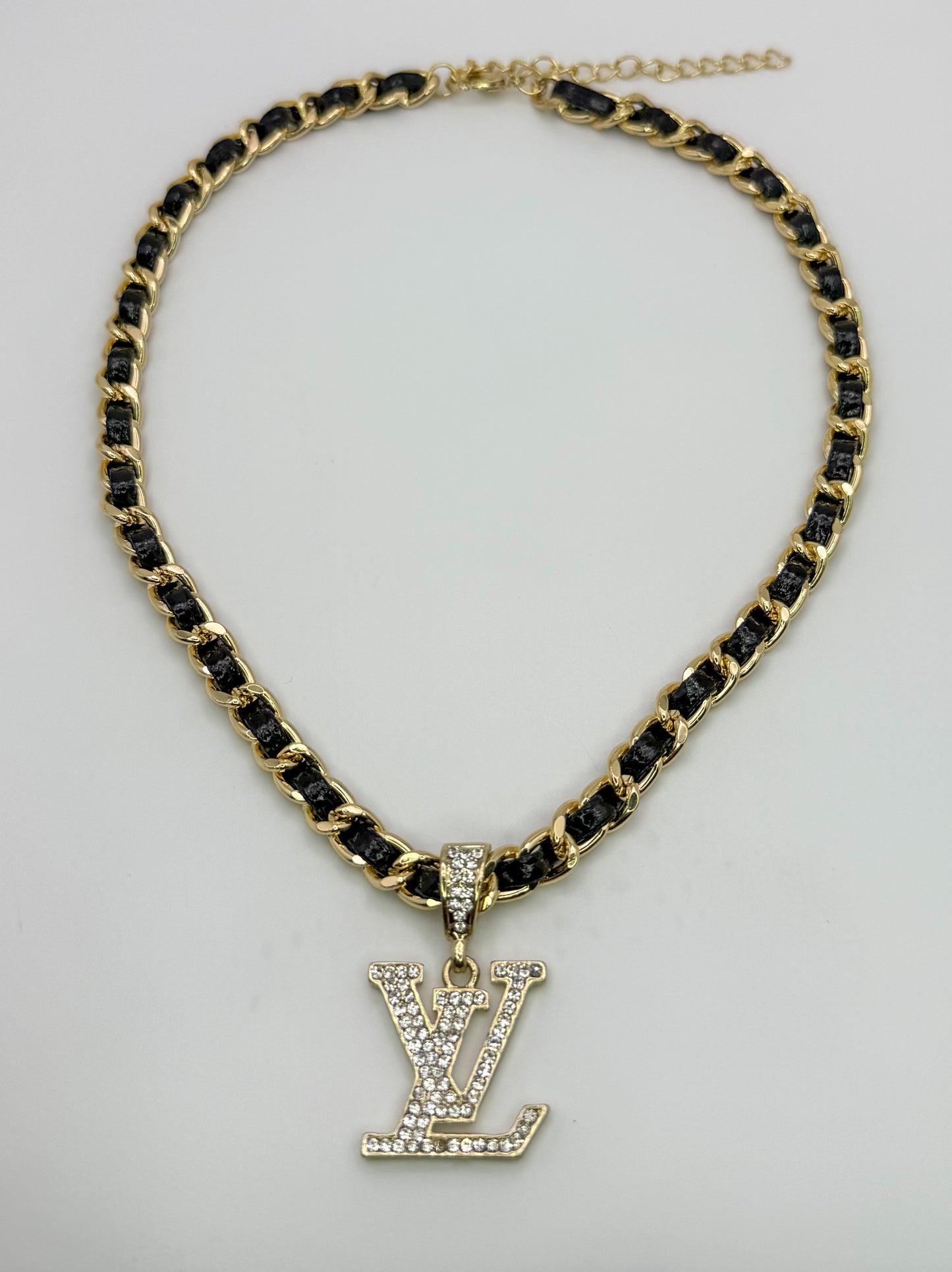 Bold n Gold LV Designer Leather Weaved Necklace