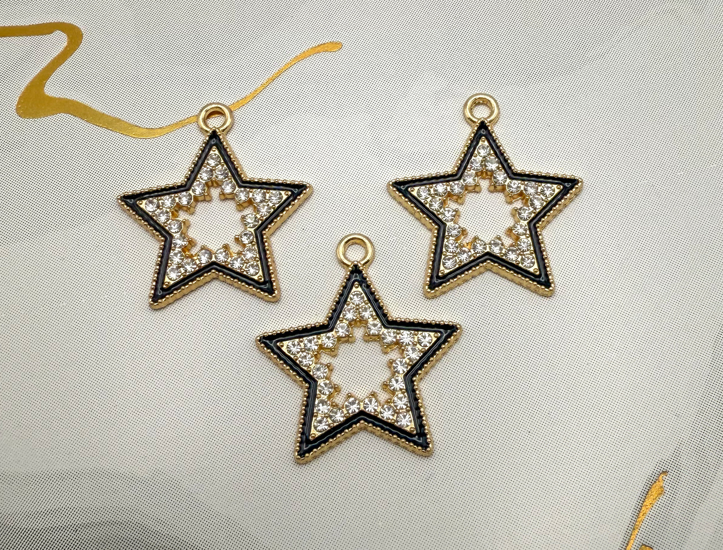 Gold & Black Bling Star DIY Charms