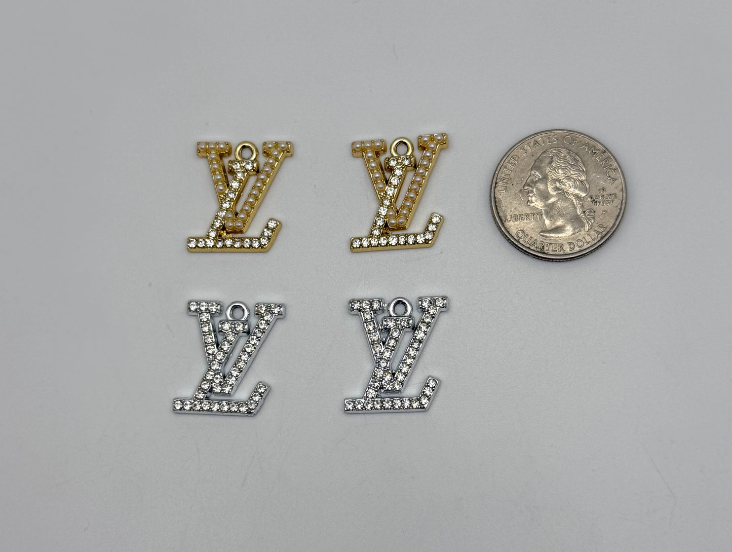 Gold & Silver LV Designer DIY Charm Pendants