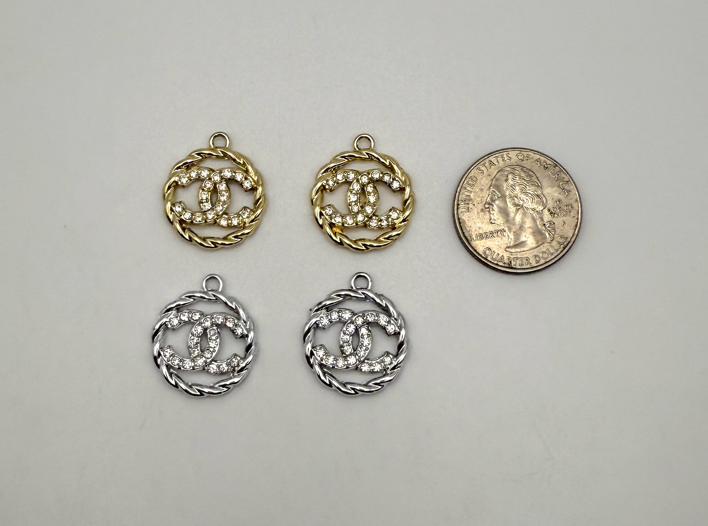 Twisted Round CC Designer Gold and Silver DIY Charms
