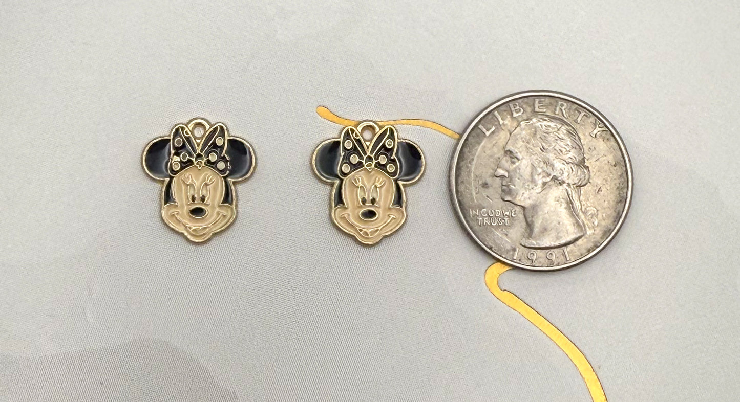 Gold Minnie Head DIY Metal Charms