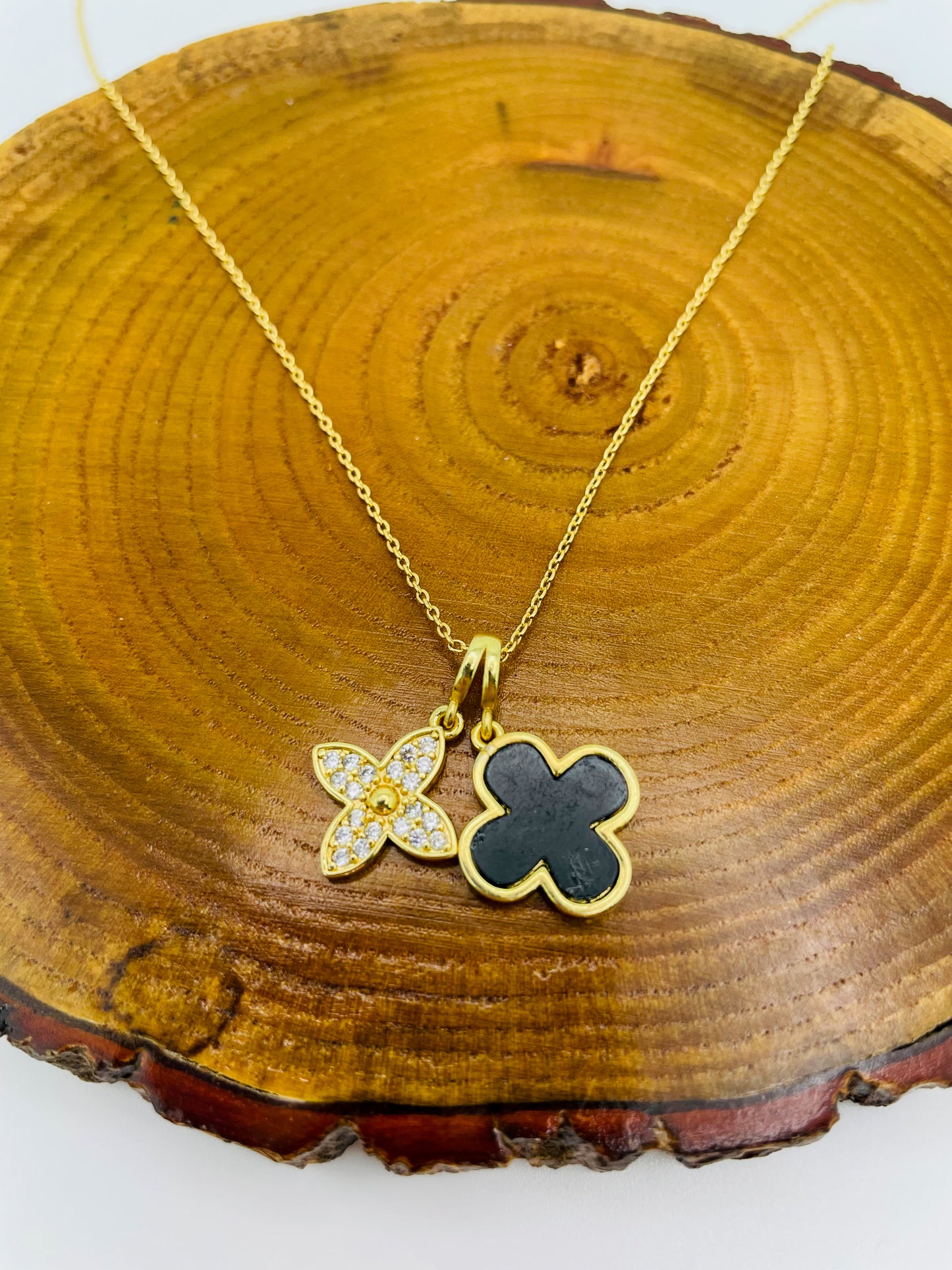 LV Black Clover Gold & Silver Adjustable Necklace