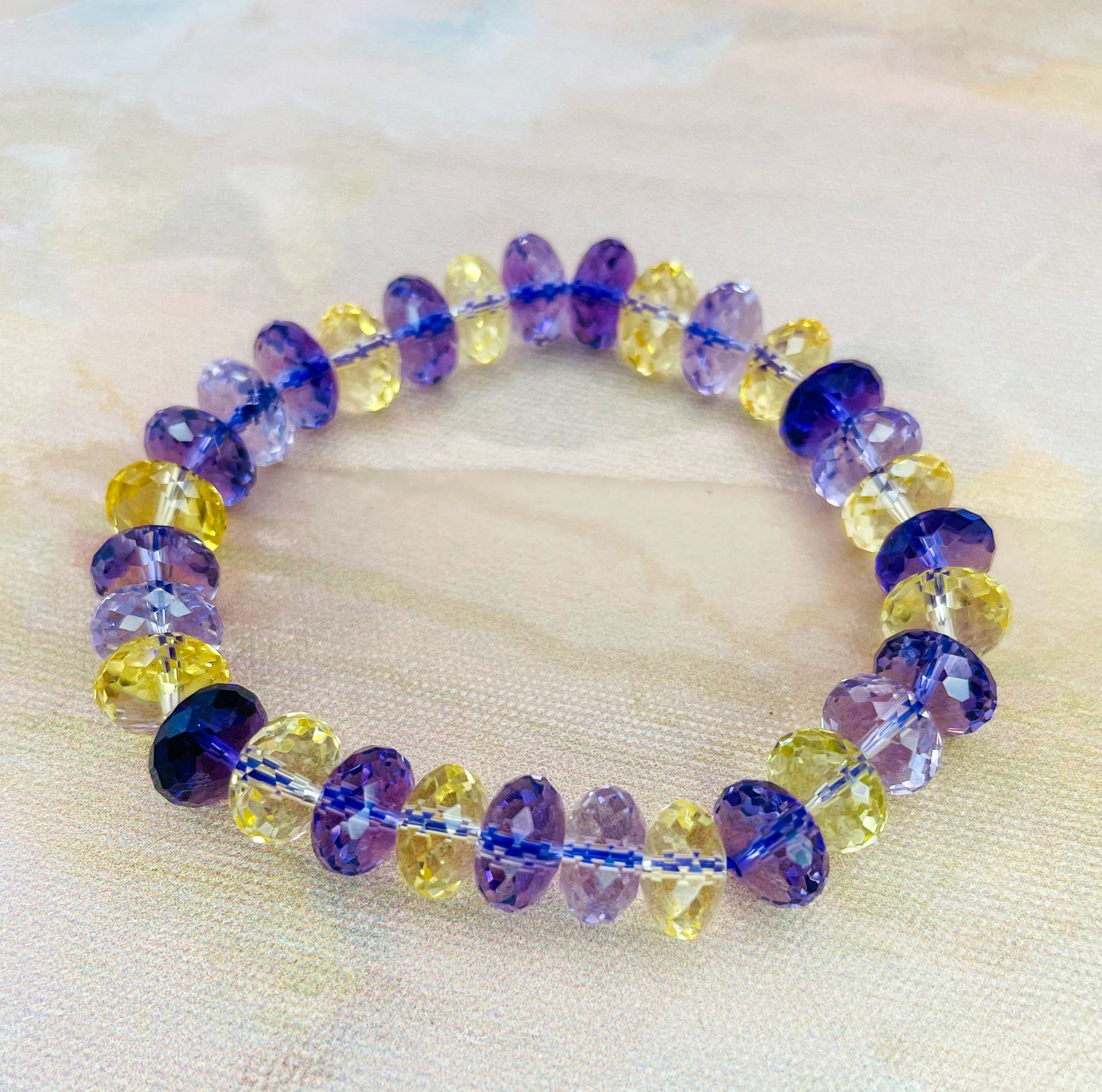 Natural Amethyst, Citrine & Ametrine Crystal Bling Bracelet