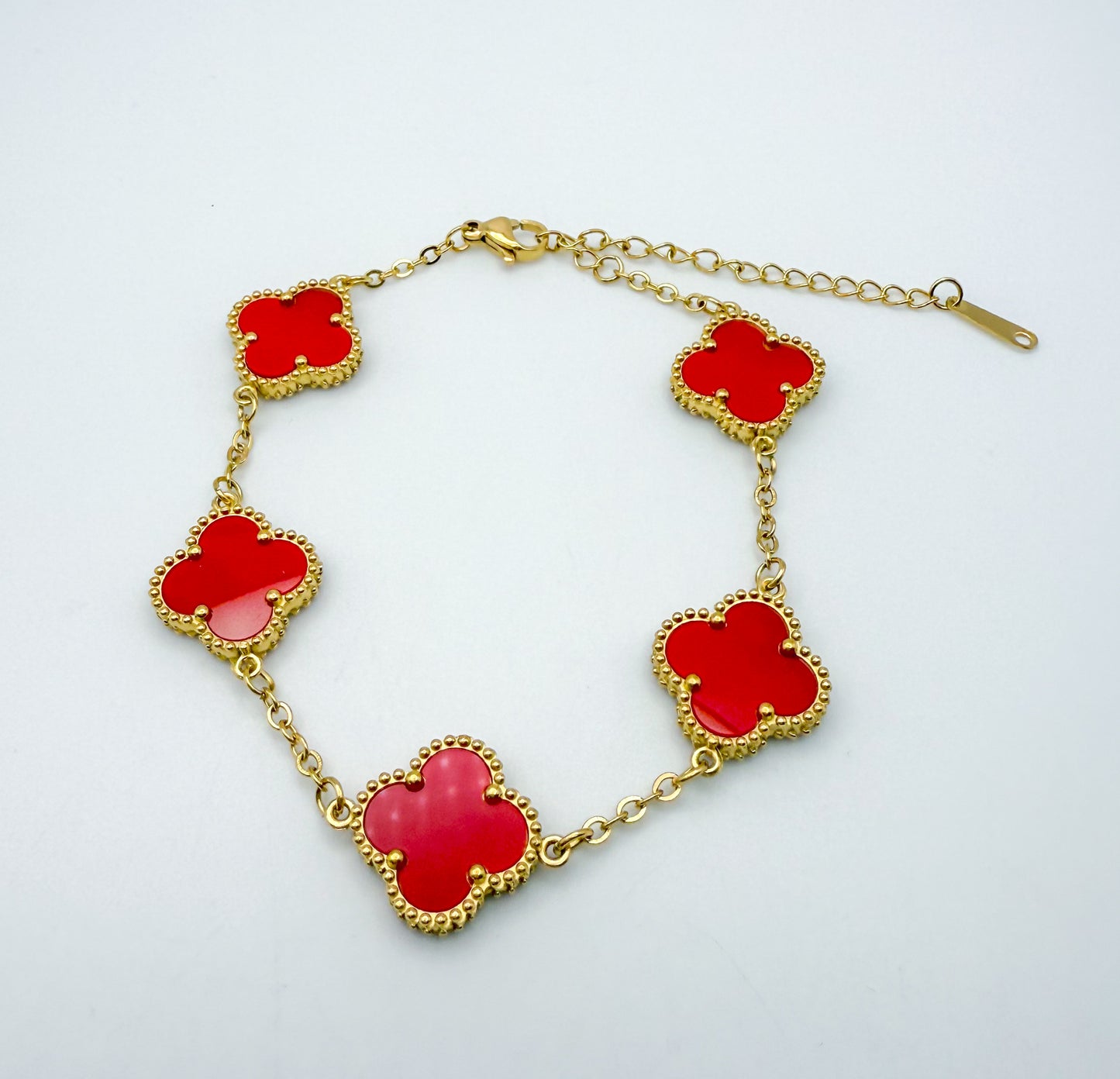 LV Clover Adjustable Gold Stainless Steel Bracelet-Red & Blue