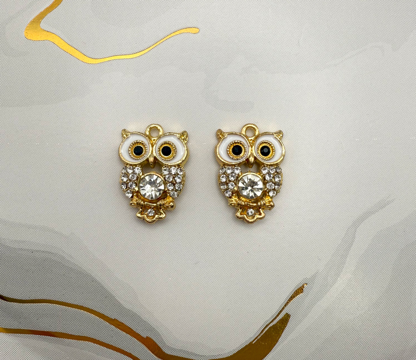 Sparkling Gold Owl DIY Metal Charm