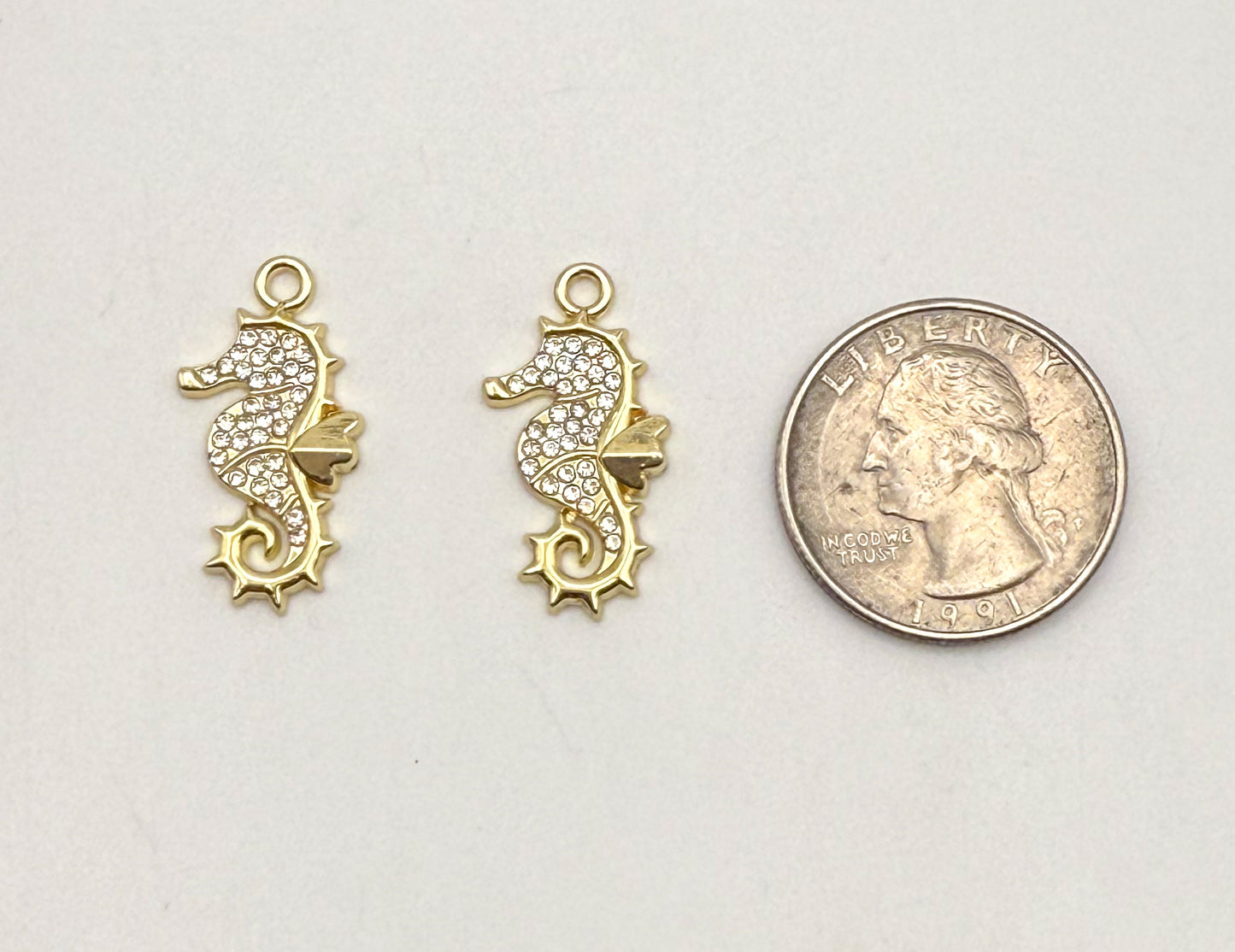 Sparkling Gold Seahorse or Ocean Fish DIY Charms