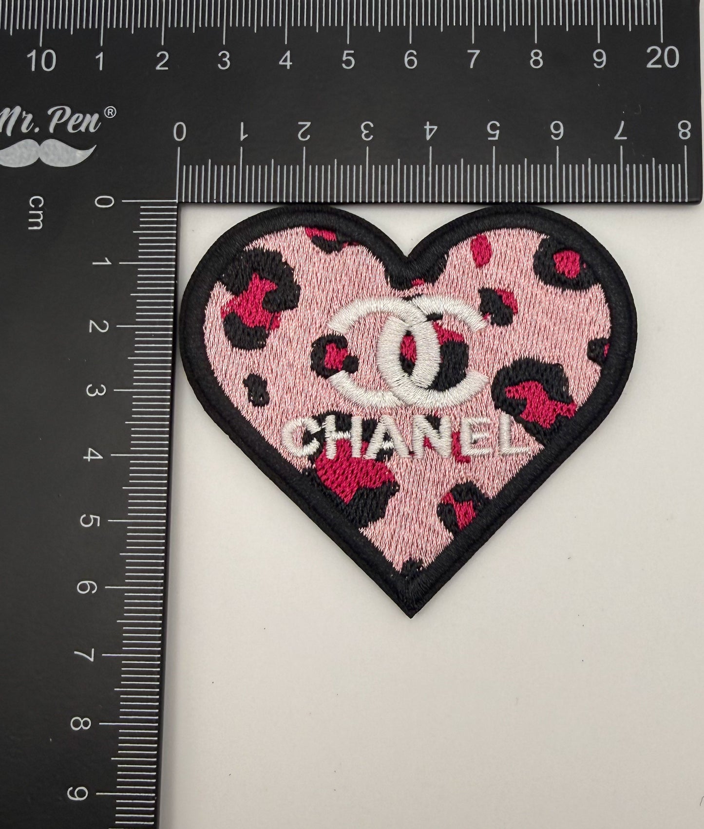 CC Pink Leopard Print Heart Glue On Sew On Fabric DIY Patches