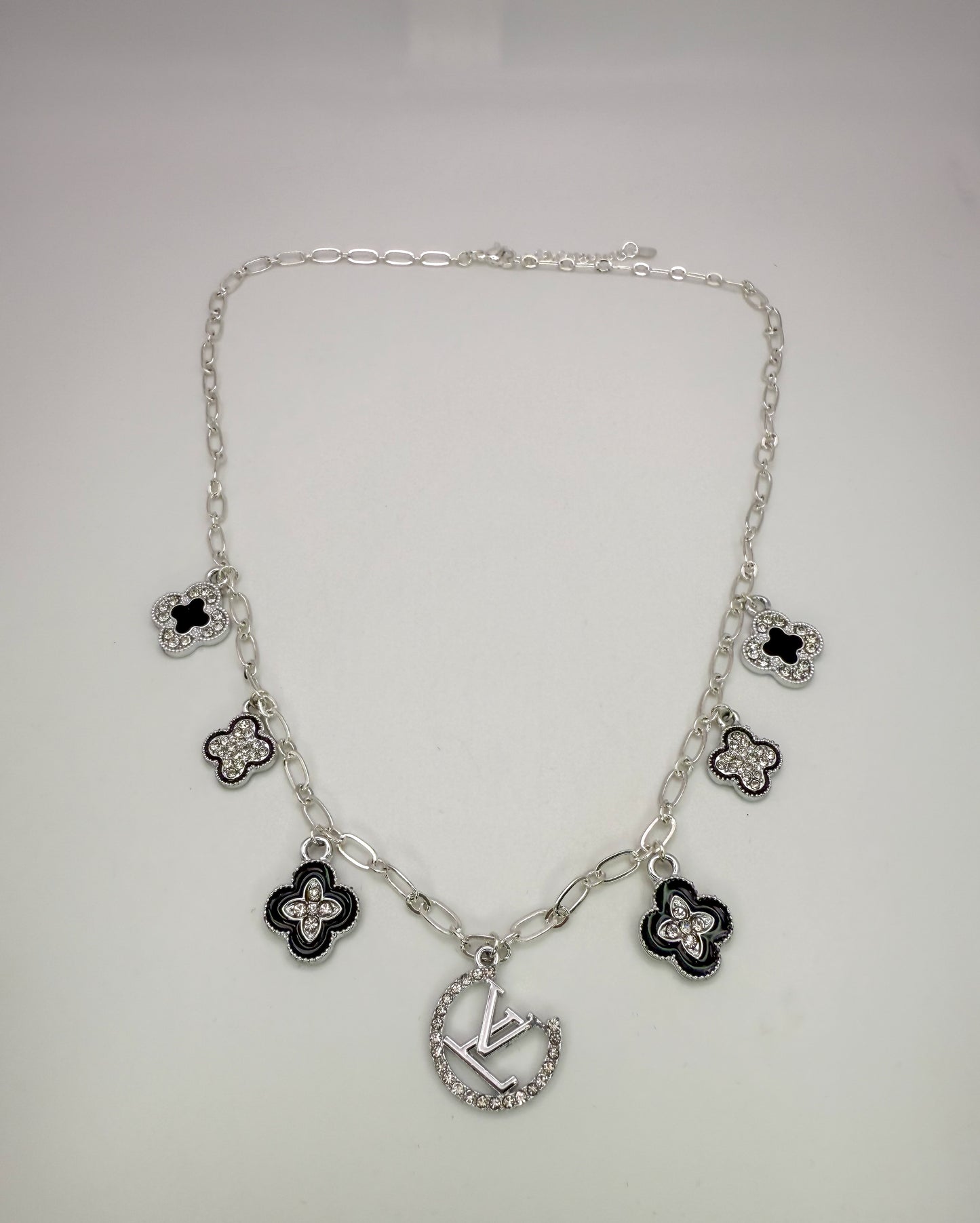 LV Designer Silver Charm Necklace