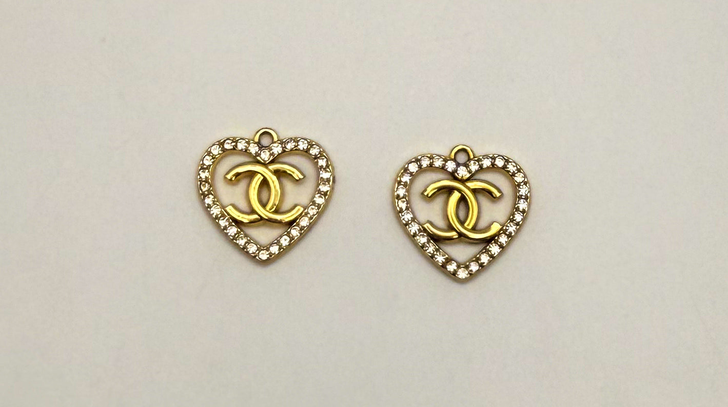 Gold and Silver CC Designer Heart DIY Charms