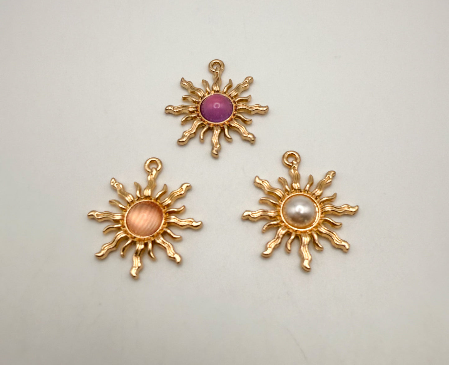 Gold Flaming Sun DIY Metal Charms