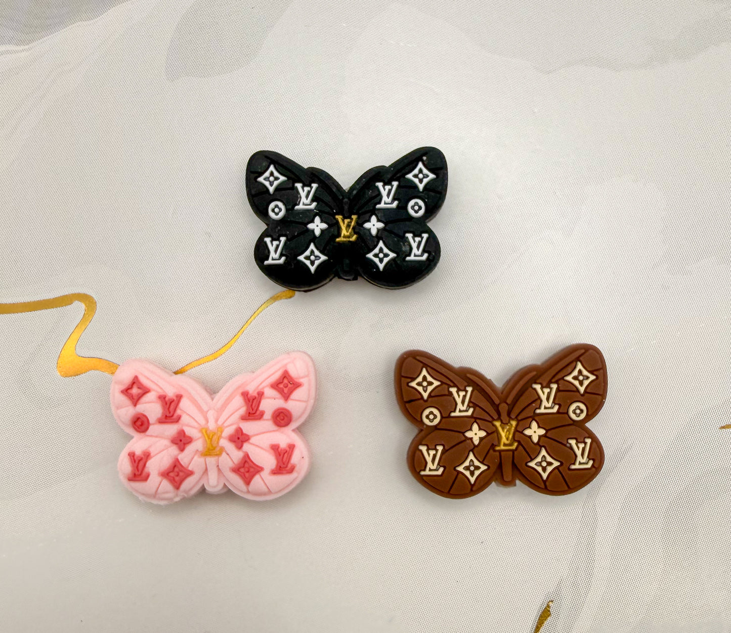 LV Designer Silicone Butterfly DIY Pen Focal Beads