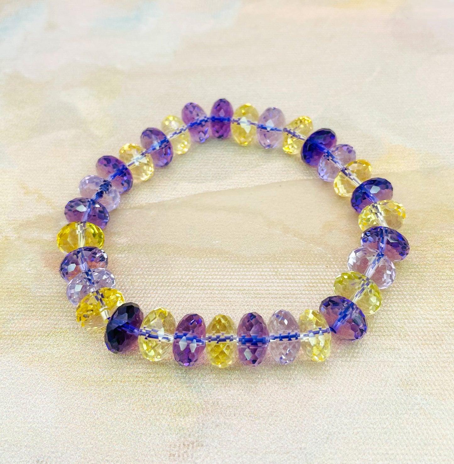 Natural Amethyst, Citrine & Ametrine Crystal Bling Bracelet